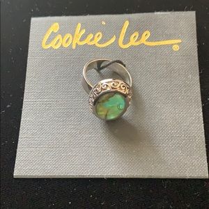 Cookie Lee ring silver and green